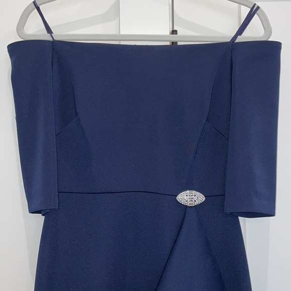 Navy Eliza J off the shoulder formal dress - Picture 4 of 6